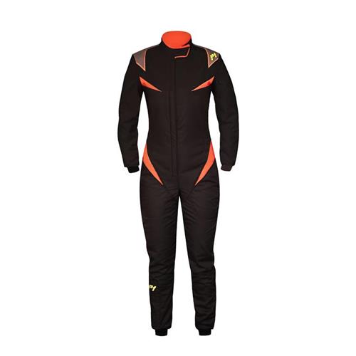 P1 Race Suit Donna Black/Orange - Size 6