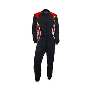 P1 Race Suit Turbo Black/Red/Silver - Size 3